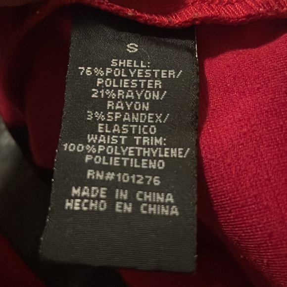 High Waisted Red Rampage Pencil Midi Skirt w Black Leather Waistband Size Small - Picture 4 of 4